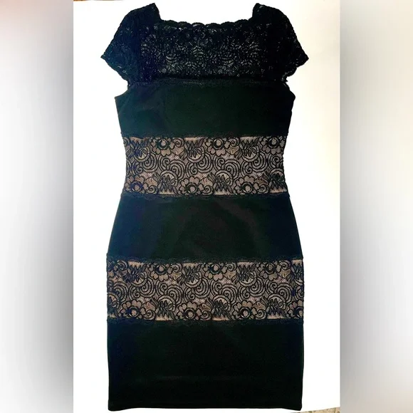 knee length dresses for ladies Joseph Ribkoff Lace Bodice Dress main image 1
